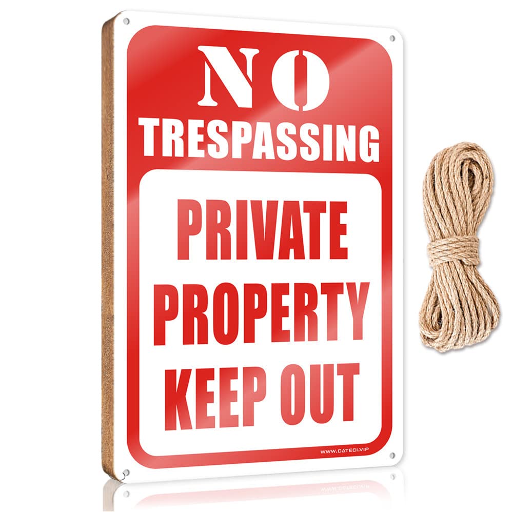 DTHA Funny Bathroom Decor No Trespassing Private Property Keep Out Wooden Sign Door Hanging Decoration Teen Room Decor(23X35CM)