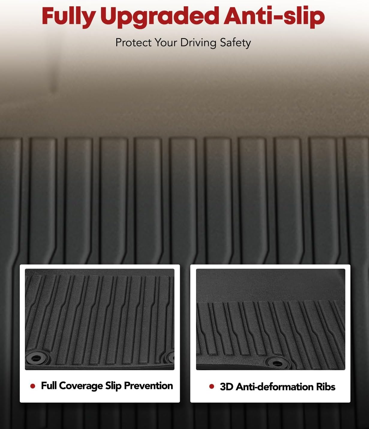 YHTAUTO Automotive Floor Mats & Cargo Mat Compatible with Hyundai Kona 2018-2023 (Not Electric), TPE Floor Liners All-Weather Protection Custom Fit, 1st & 2nd Row & Trunk Mat, Set of 4 - Image 4