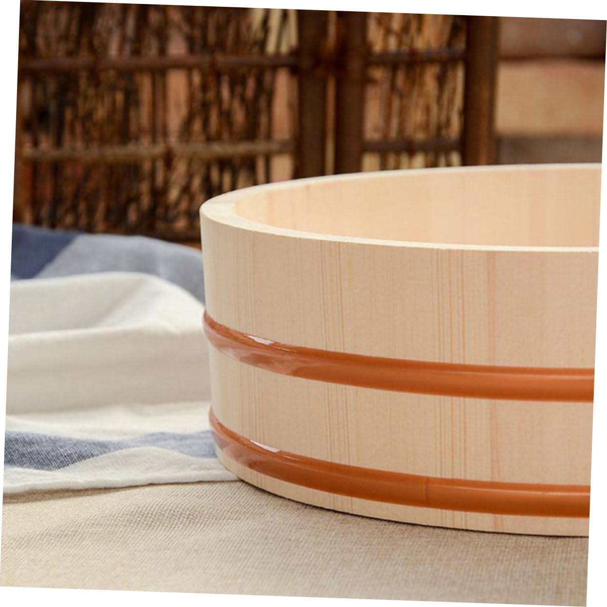 MAGICLULU Seau à Sushis Japonerie Rond Grosse Capacité en Bois et Cuivre