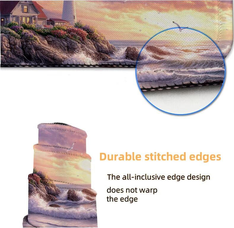 Tapis de souris XXL 900x500x3mm imperméable motif mer et phare G1-445