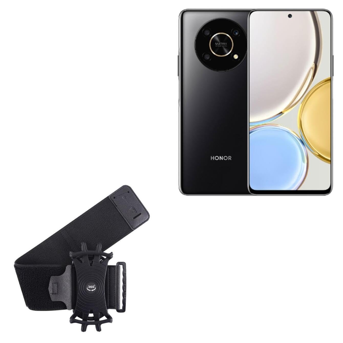 BoxWave Holster Compatible with Honor Magic4 Lite 5G - ActiveStretch Sport Armband, Adjustable Armband for Workout and Running - Jet Black