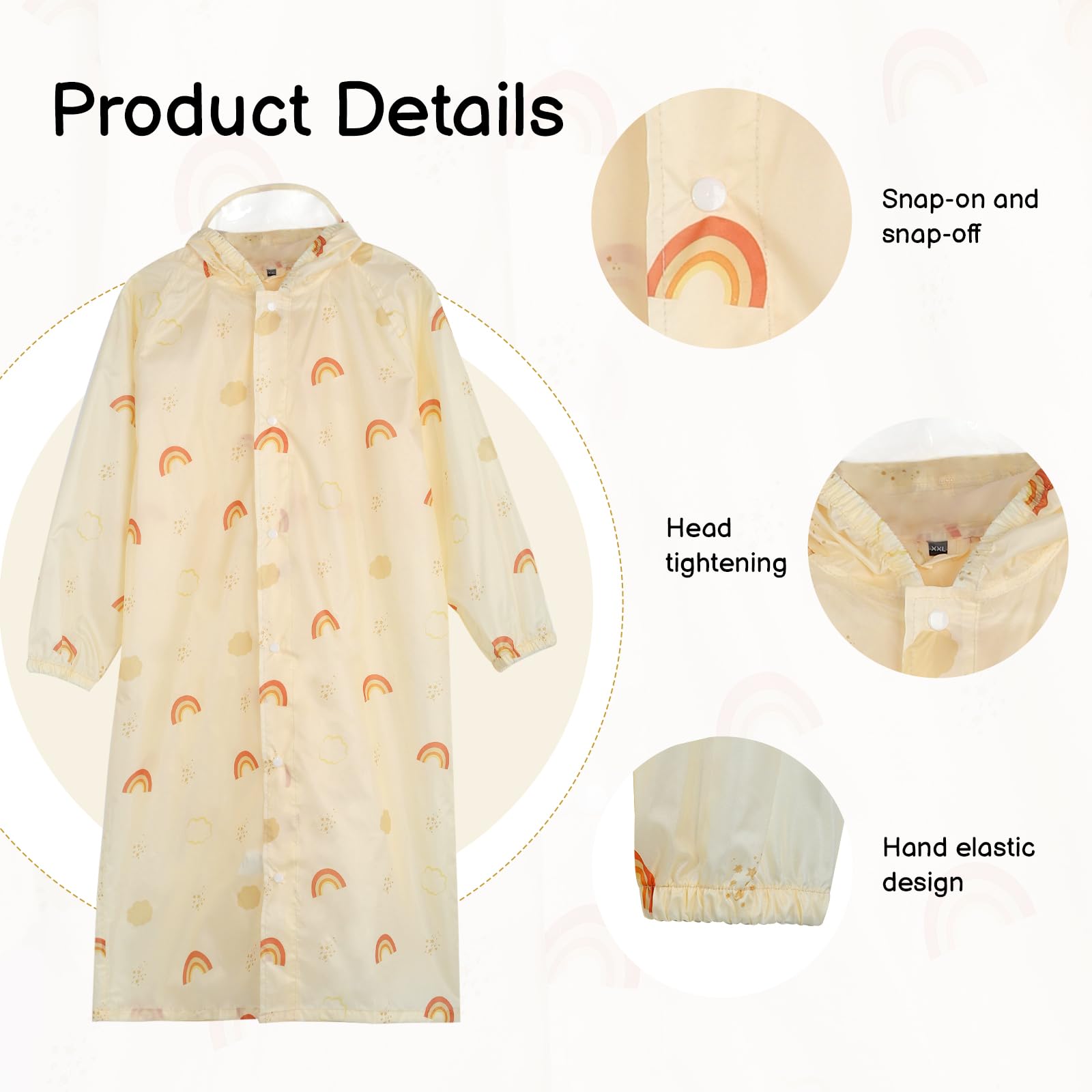 Impermeable para niños, poncho de lluvia impermeable con capucha para niños y niñas, ropa de lluvia ligera y reutilizable con bonito estampado con funda de mochila