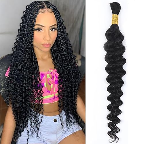 Extensiones de cabello humano ondulado profundo de 18 pulgadas para trenzar sin trama, 100% sin procesar, brasileño, mojado y ondulado, rizado,
