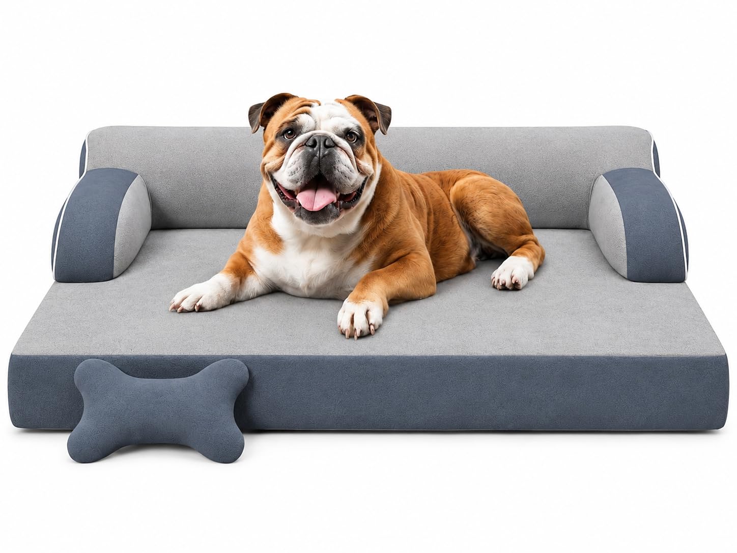 Orthopedic Dog Bed Medium, Memory Foam Dog Bed with Waterproof Liner, Washable Removable Cover, Non-Slip Bottom, Pet Sofa Bed for Medium Dogs,Gray-image-2