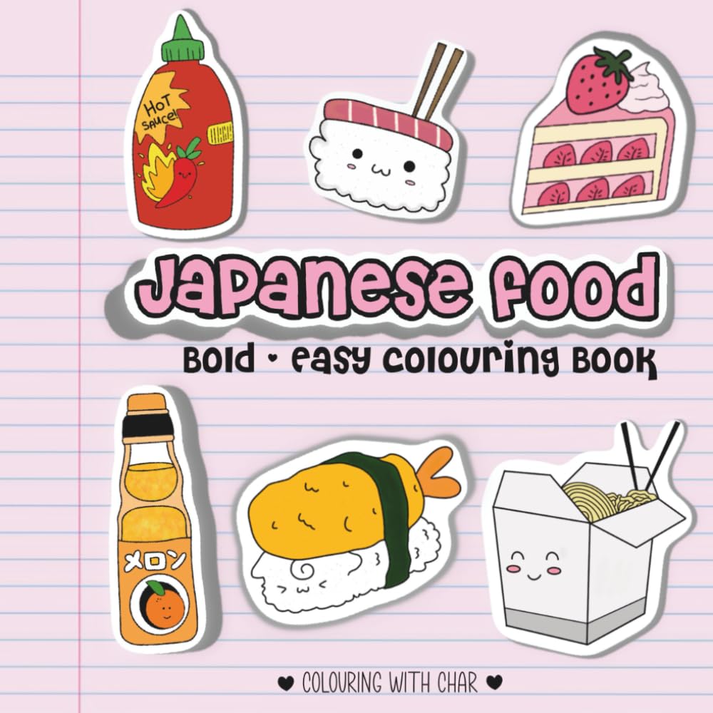 Japanese Food: Bold - Easy Colouring Book