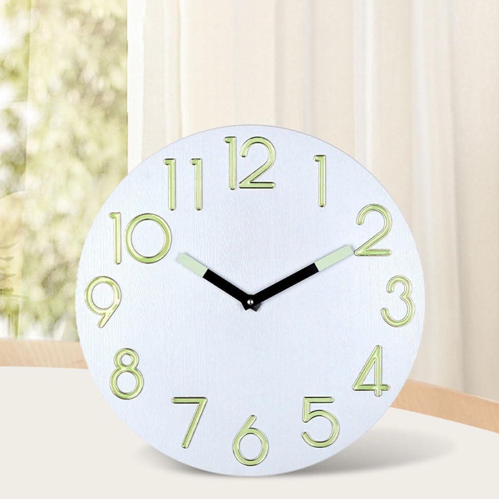 Orologio da parete Orologio da parete rotondo semplice for ufficio, soggiorno, camera da letto, studio, orologio da parete luminoso Reloj De Pared(C)