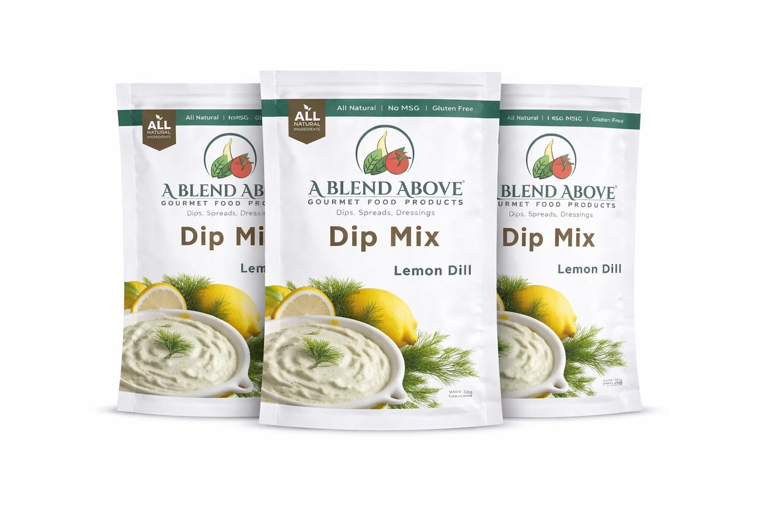 A Blend Above Lemon Dill Dip Mix Gourmet Food Product, 1 oz Packet (3 Pack), Gluten-Free, No MSG, All Natural, No Preservatives, Vegetable Dip, Keto