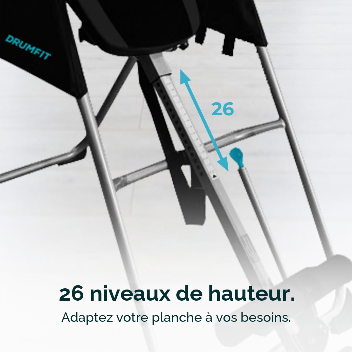 Cecotec Table d'inversion Pliante avec Inversion Totale 180º Drumfit Inversion 1800. Étirement du Dos, Ceinture et Coussins de sécurité, 26 Niveaux réglables, Poids Maximum 120 kg