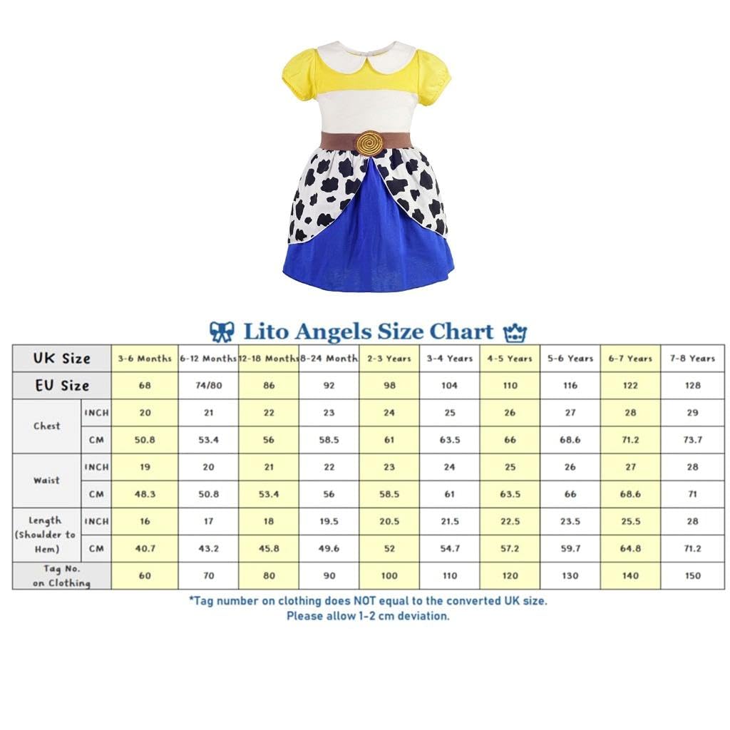 Lito Angels Vestido de Vaquera para Niñas | Manga abullonada, Falda de 2 capas, Estampado vaquero, Disfraz de Halloween, Carnaval, Fiesta de cumpleaños