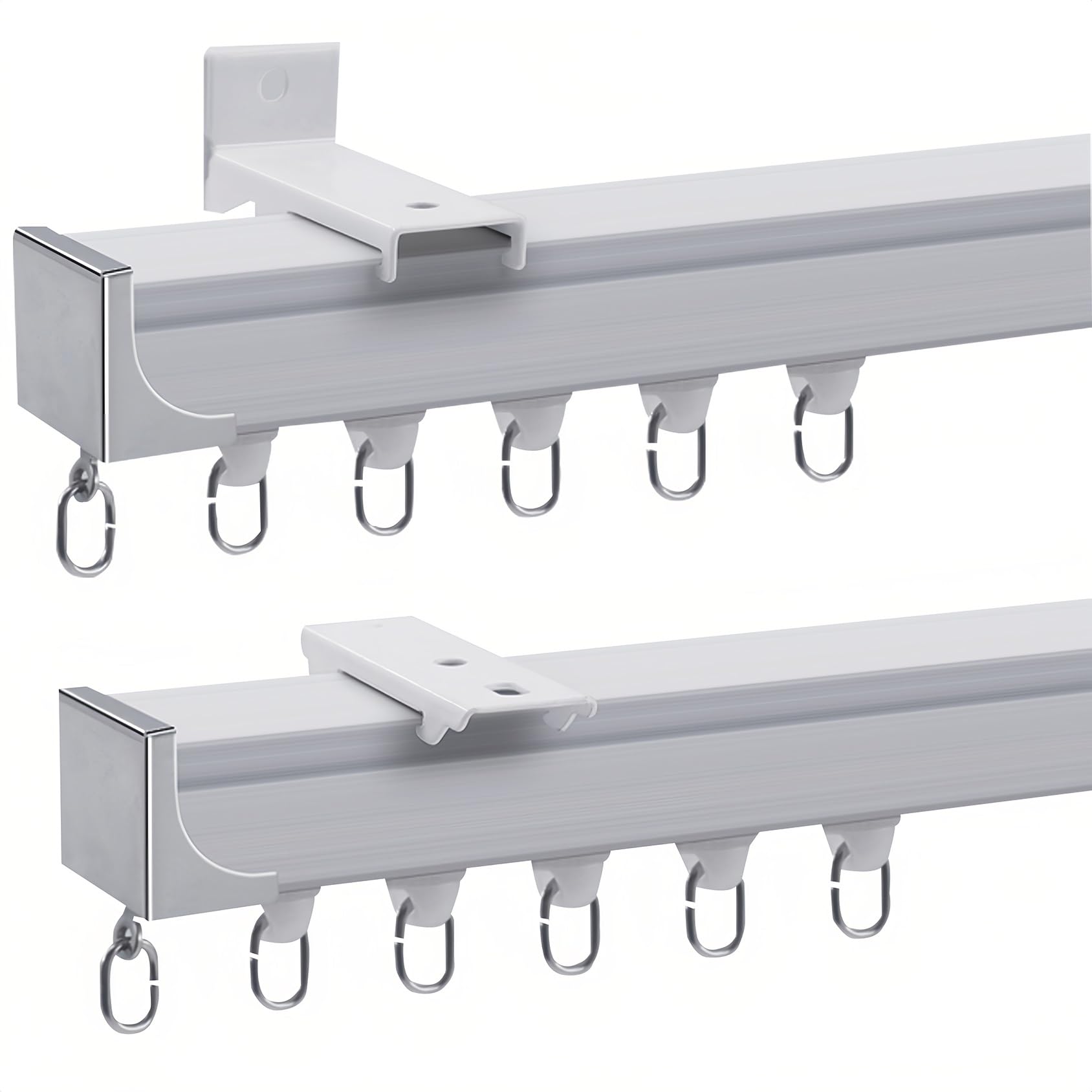 Cmjymx One Color Aluminium Ceiling Curtain Track Set, Ceiling/Wall Mount Curtain Track System, Glider Rail Single Tracks For Wall Divider Curtain(300Cm/9.8Ft(2 * 150Cm))