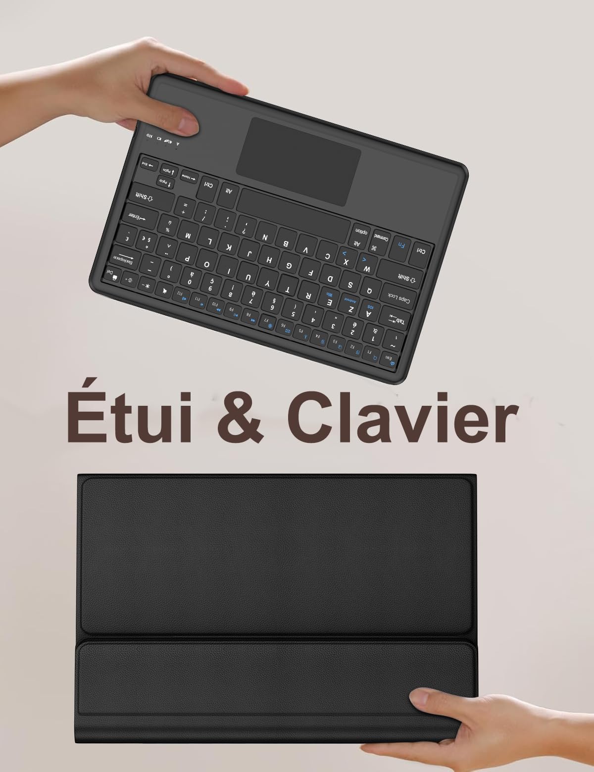 FOGARI Etui do Lenovo Idea Tab Pro 2025 - Panel dotykowy Klawiatura do Lenovo Idea Tab Pro Tablet 12,7", AZERTY Trackpad Bezprzewodowa klawiatura magnetyczna Bluetooth, czarna