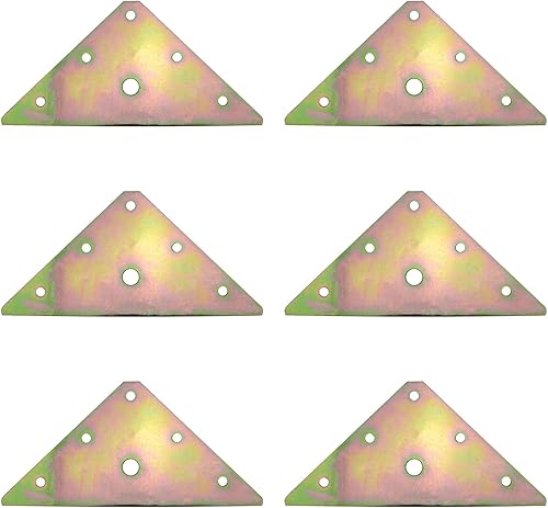 Miniatura 1 de 6 piezas de placas de reparación triangulares con tornillos de montaje, 4.84 x 3.5 pulgadas, color zinc metal fijación recta estante de unión esquina
