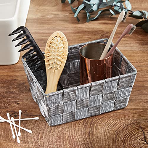 WENKO Aufbewahrungskorb Adria Mini Grau - Badkorb, rechteckig, Polypropylen, 19 x 9 x 14 cm, Grau Mini Long