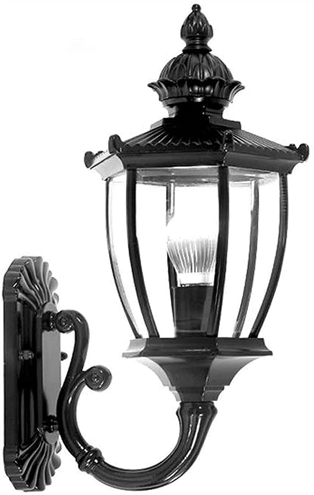 Lanterne rétro en verre et applique vintage en aluminium noir pour décoration extérieure