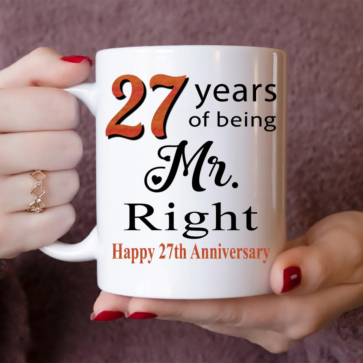 Amazon.com: MONIZILUCKY 27th Anniversary Mug  27 Years of Marriage Gift,  Wedding Anniversary Couple Mug, 27 Years of Being MR/MRS Always Right   11oz White Ceramic Cup :