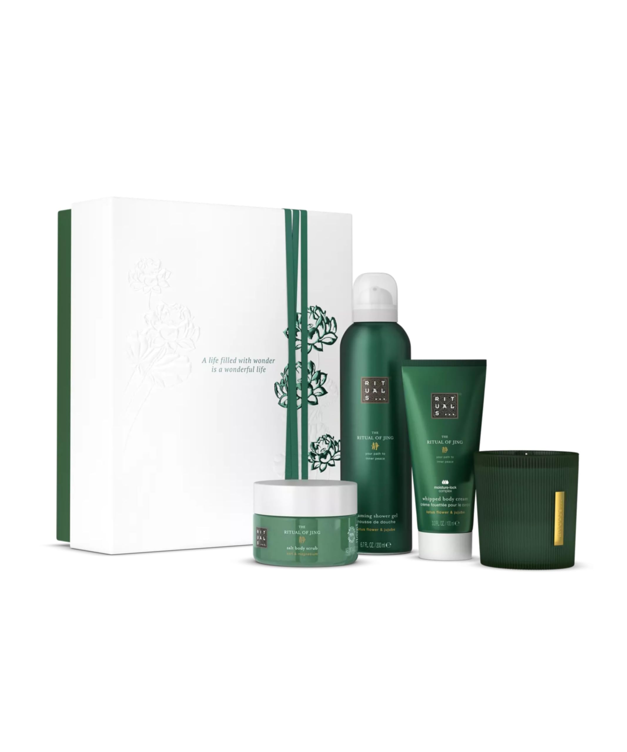 RITUALS Körperpflege Geschenkset The Ritual of Jing, Medium – Geschenkbox mit Duschschaum, Körpercreme, Körperpeeling und Duftkerze