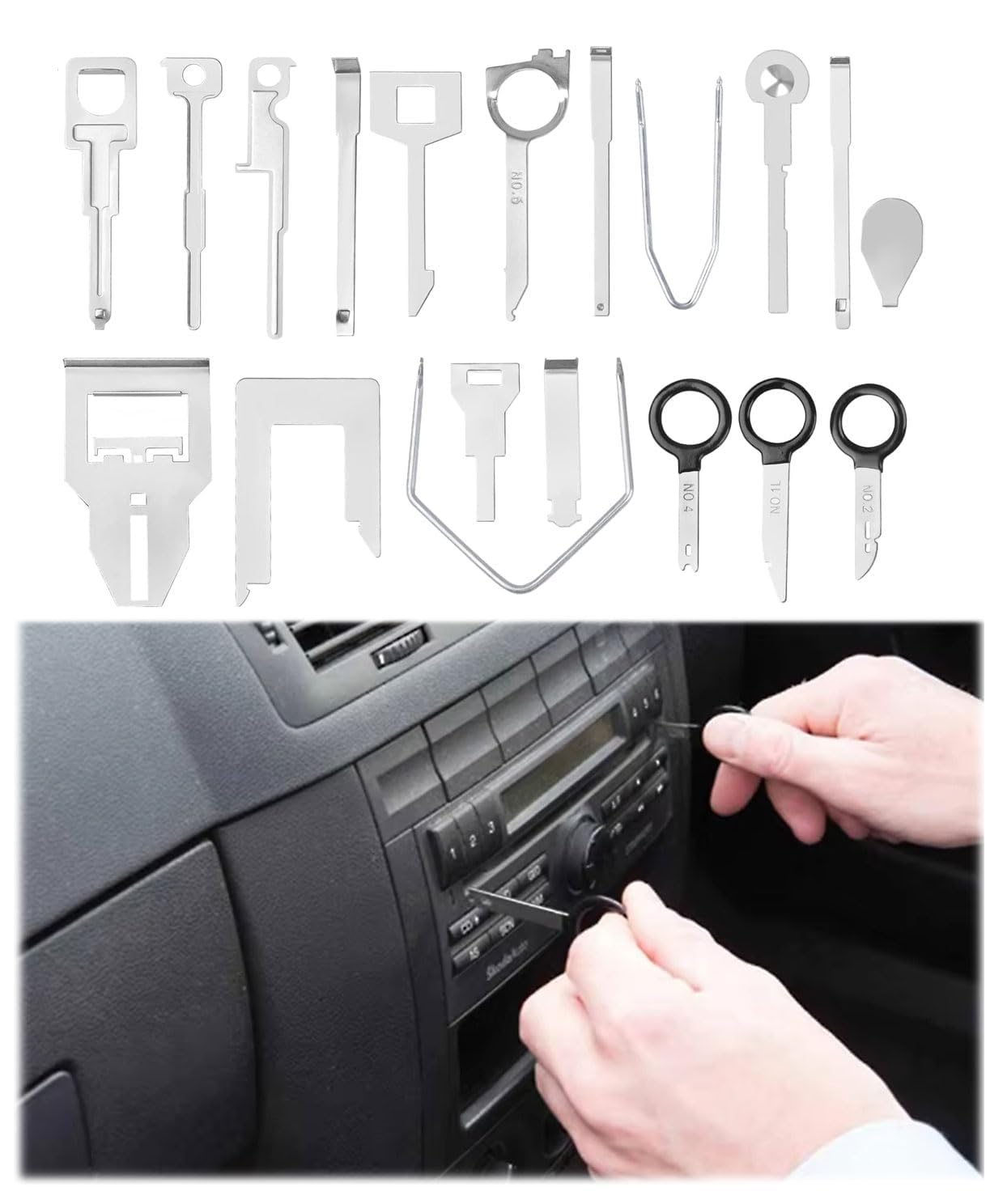 38 Piezas Herramienta de desmontaje de Radio, Kit de Herramientas de extracción de Radio, Herramientas extracción Radio y Panel de Coche, adecuadas para Sistemas de Audio de automóviles