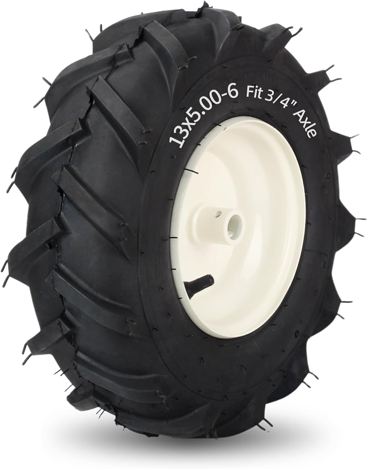 GICOOL 13x5.00-6" Tiller Tire and Wheel, 【3/4" Axle Size】, 3-1/8" Centered Hub, 13x5-6 Agriculture Super Lug Tractor & Trencher Tubeless Tire, Compatible with Craftsman & Troy-Bilt Tiller, 1 Pack