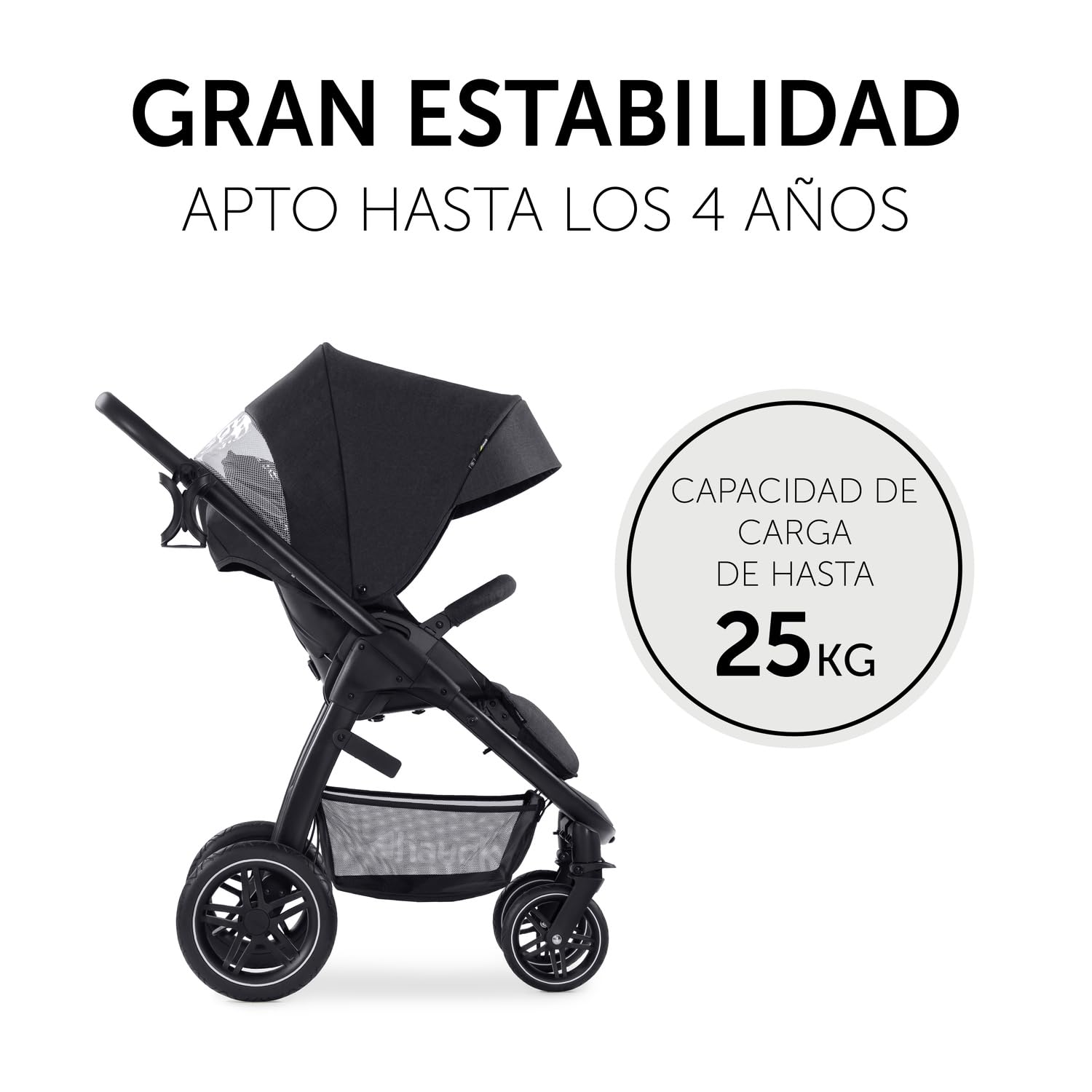 hauck Carrito Bebé 2 en 1 Saturn R Duoset - Capazo desde el Nacimiento - Silla de Paseo 22 kg Reversible y Reclinable - Altura Regulable - Compacto - Cesta Grande -Negro