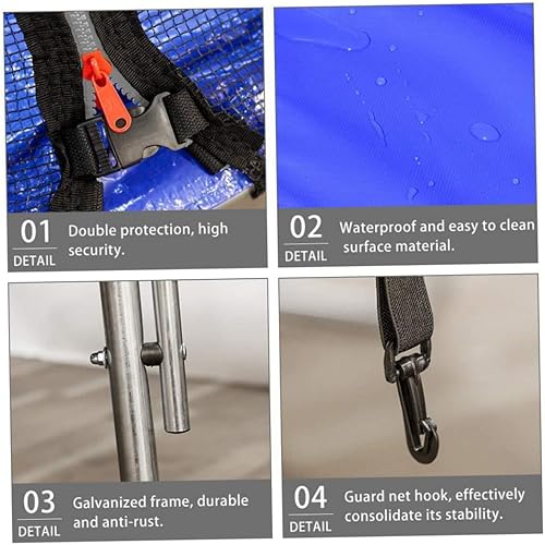 Miniatura 8 de Accesorios para trampolín, red de seguridad para cama elástica, repuesto de rebote, redes de seguridad con marcos redondos para 6 postes rectos, 5