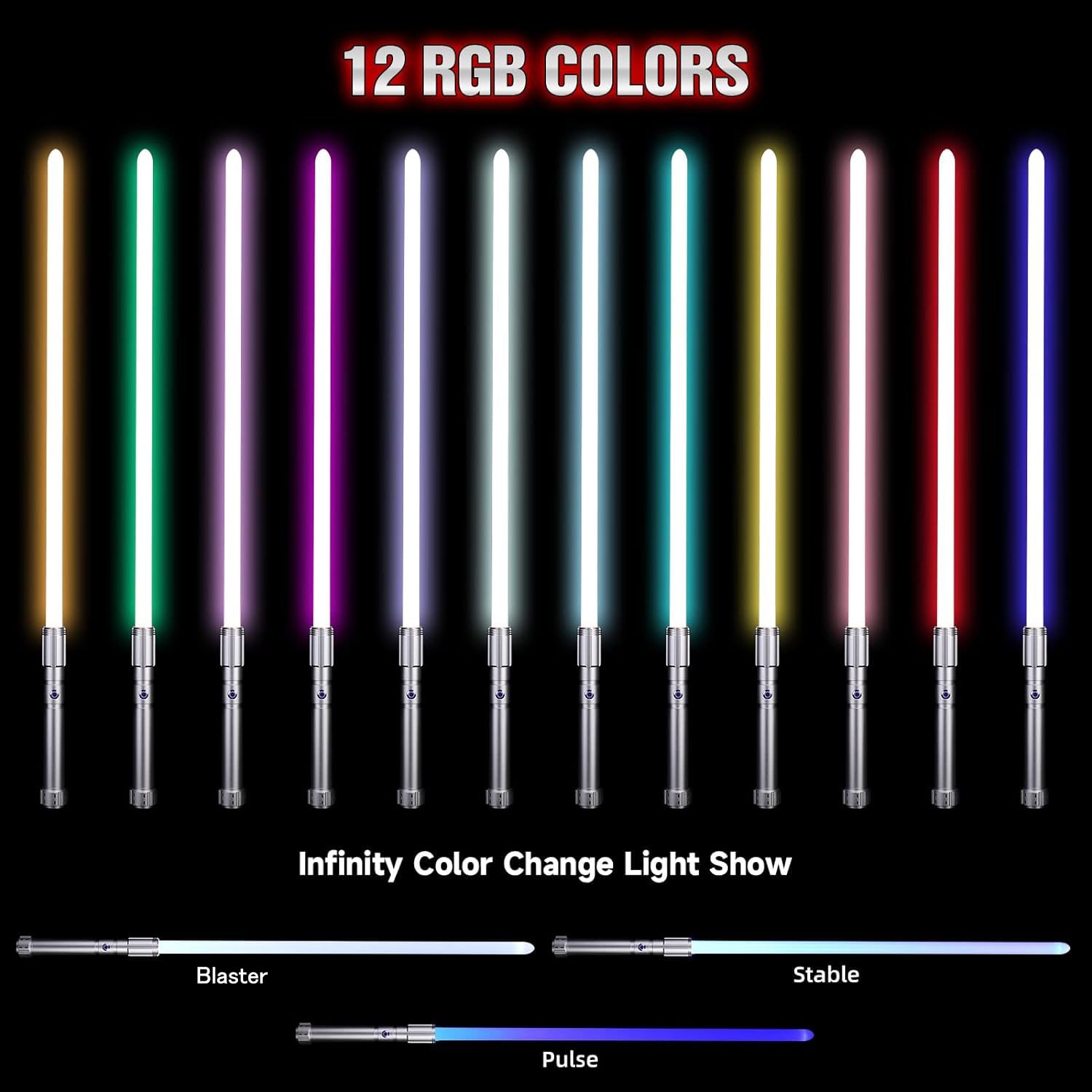 X-TREXSABER Lichtschwert mit Bewegungskontrolle, Glatter Schwung 12 RGB Farben und 16 Sound Fonts Lightsaber, Griff Schwere Duell laserschwert für Erwachsene Tag der Kinder Cosplay