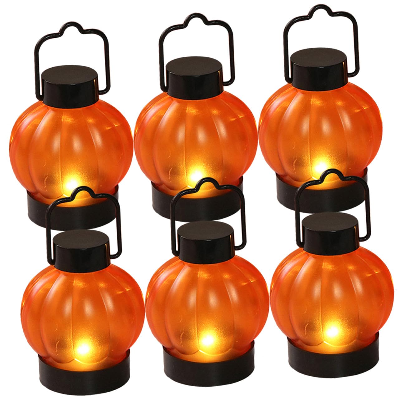 Luces LED Calabaza Halloween Naranja Linternas Decorativas Multipropósito Pack 6 6