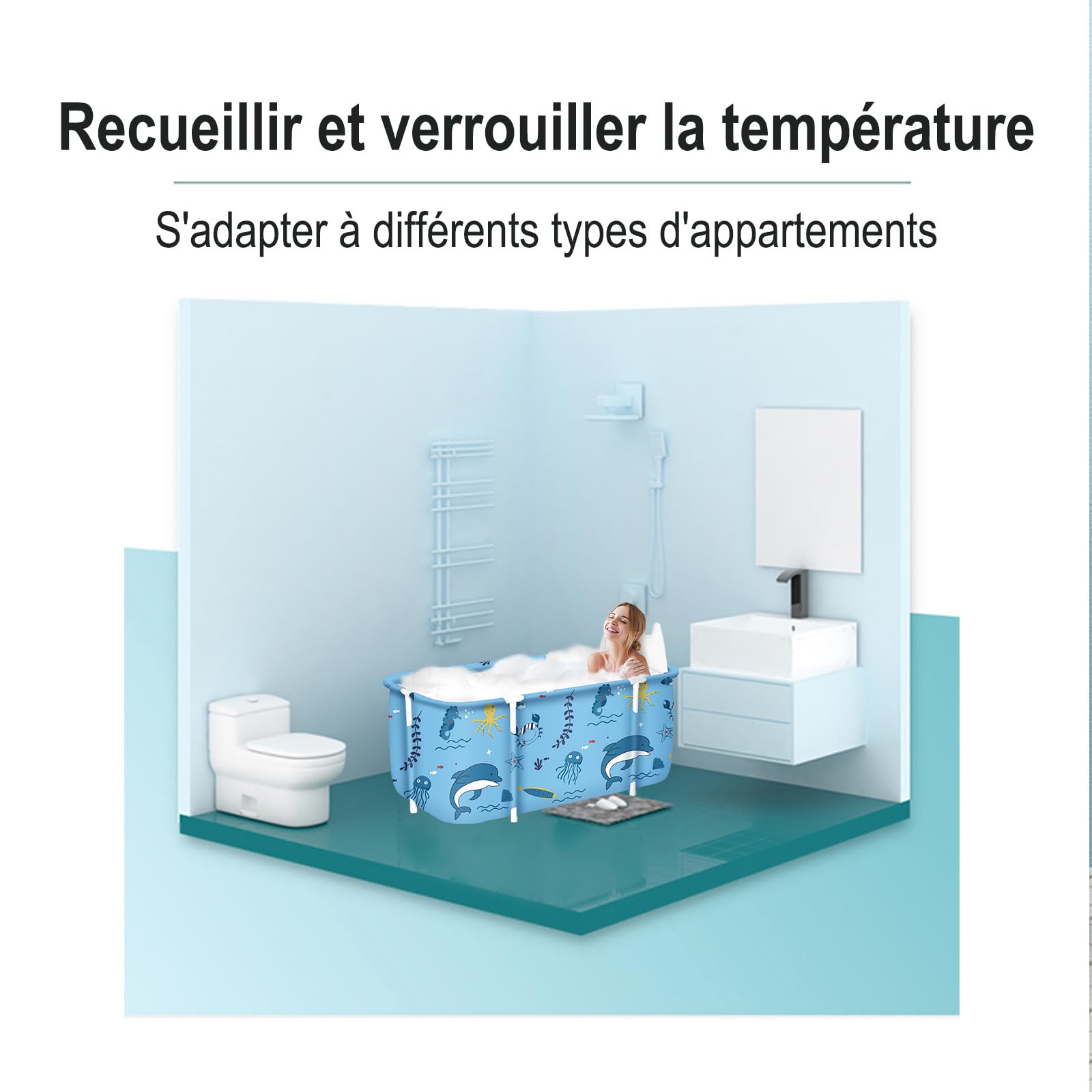Vasca da bagno pieghevole per adulti, 140 x 68 x 47 cm, secchio da bagno a vapore di sauna, doccia e bagno di ghiaccio caldo, portatile non gonfiabile (verde)