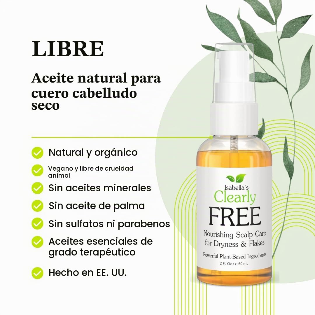 Clearly FREE, Mascarilla de Aceite para Tratamiento Natural Anti-Caspa | Alivia el Picor causado por Cuero Cabelludo Seco y Descamado, Psoriasis o Dermatitis, con Jojoba, Cedro, Manuka y Árbol de Té.