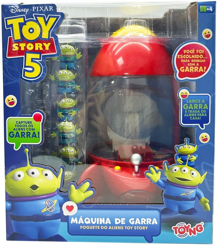 Grua de Brinquedos - Foguete com Garra Pega Aliens Toy Story – Máquina “The Claw” com Bonecos | Brinquedo Interativo Disney Pixar Toyng 61390