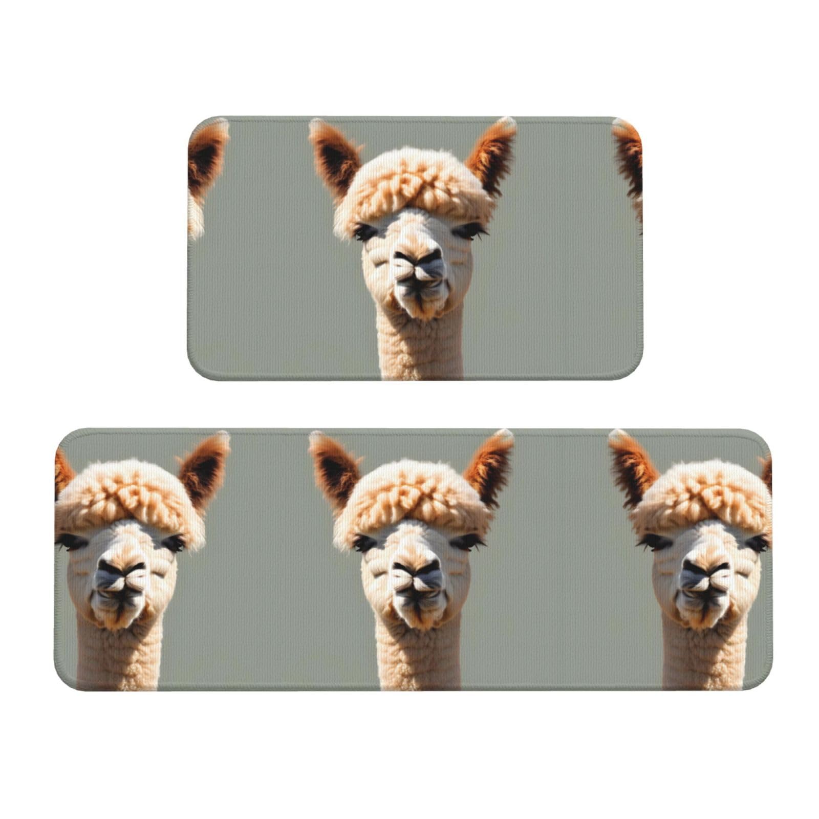 Juego de 2 alfombrillas de cocina antideslizantes con motivo de alpaca