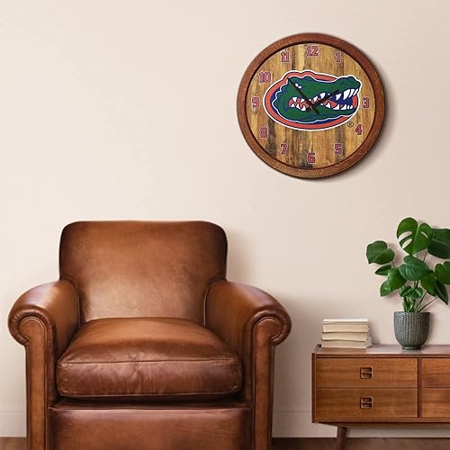 Miniatura 441 de The Fan-Brand NCAA Oklahoma Sooners: Faux Barrel Top Wall Clock Sports Team Bar Sign Décor - Home Man Cave, Party Decoration - Made On Demand