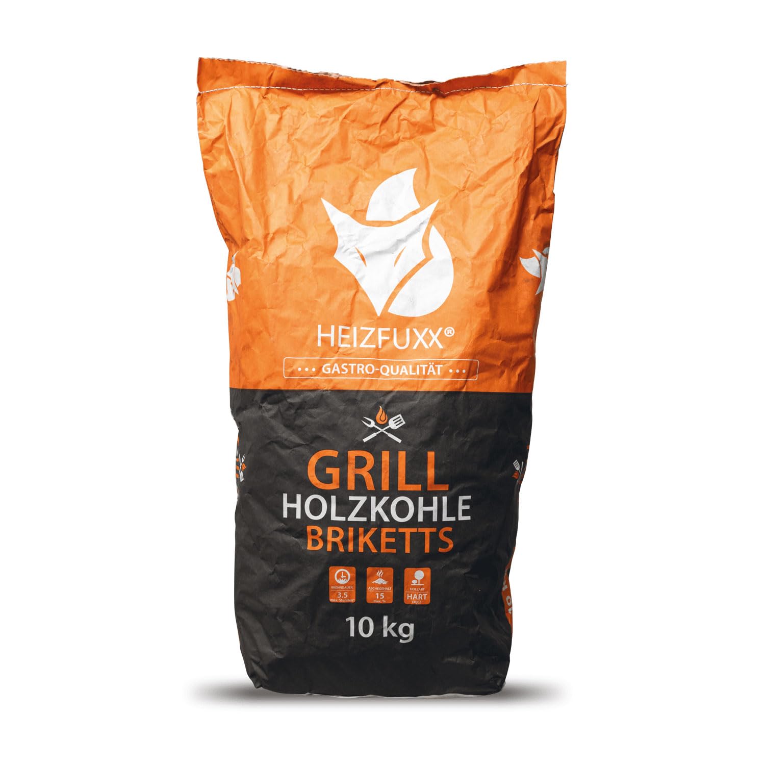 HEIZFUXX Grillholzkohlebriketts Kohle Hartholz BBQ Gastro Restaurant Grill Smoker Steakhouse Brikett Profi Premium 10kg x 2 Sack 20kg / 1 Karton Paligo, SGA1002, Schwarz / Natur