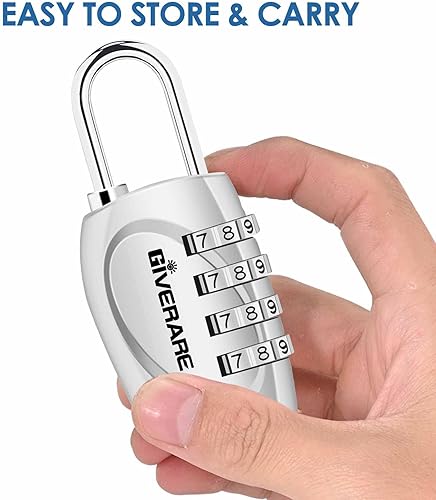 Miniatura 3 de GIVERARE Paquete de 2 cerraduras de combinación, candado de 4 dígitos sin llave, cerraduras de equipaje reiniciables para mochila, gimnasio, escuela