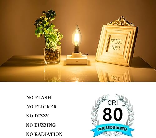 Miniatura 6 de Bombilla LED de bajo voltaje de 12 V 24 V con base E12, punta de llama, equivalente a 40 vatios, blanco cálido, 2700 K, para iluminación de paisaje