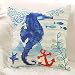 Famibay Decorative Pillow Cover Ocean Park Theme Square Cotton Linen Throw Pillow Case Cushion Cover 18 x 18 (Sea Horses)