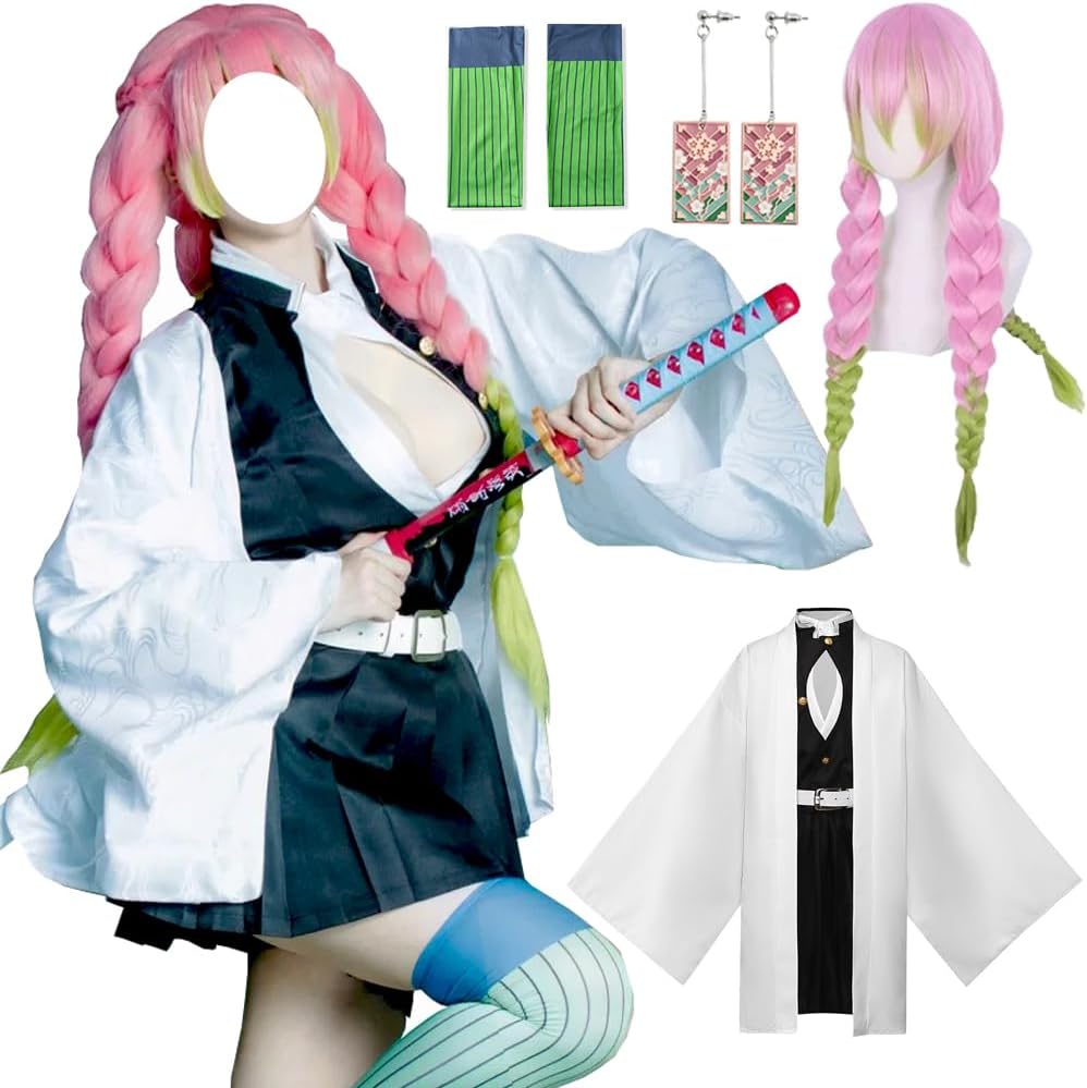 Kanroji Mitsuri Costume Kanroji Dress White Coat Uniform Outfit Halloween For Women