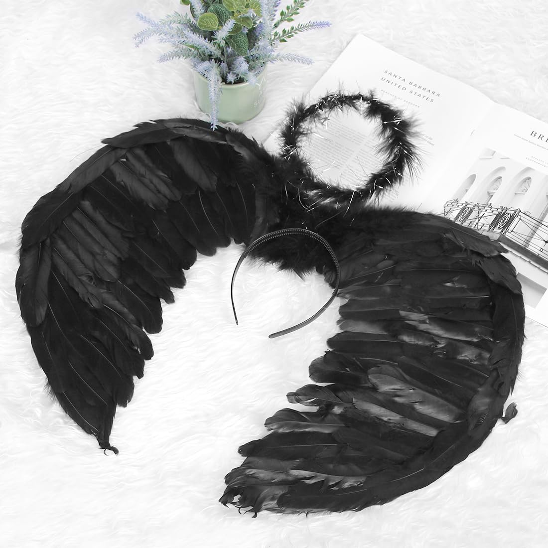 Nimiya Ailes DAnge Oiseau Diable Adulte Enfant Déguisement Ange Pri Fee Costume Halloween Carnaval Fete Tenue Accessoi Amz
