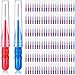 150 Pieces Interdental Brush Toothpick Tooth Flossing Head Oral Interdental Brush Flosser Toothpick Cleaners Tooth Cleaning Tool (Red, Blue,0.1 Inch, 0.12 Inch)