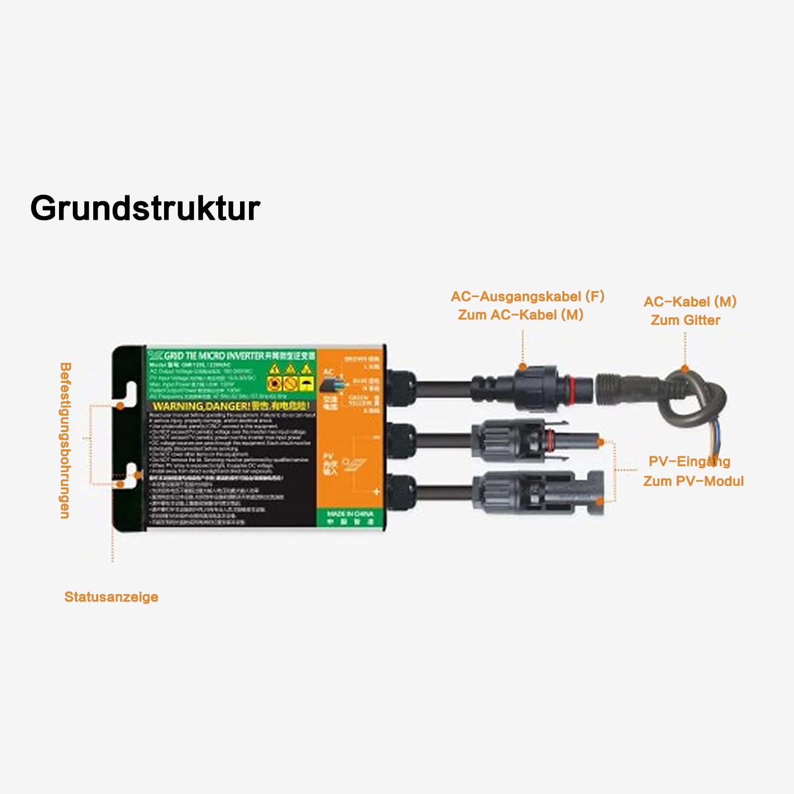 BuyWeek 300W Grid Tie Micro Inverter MPPT Onda Sinusoidale Micro Inverter Solare IP55 Inverter Impermeabile per Piccoli Sistemi Solari Outdoor 230V