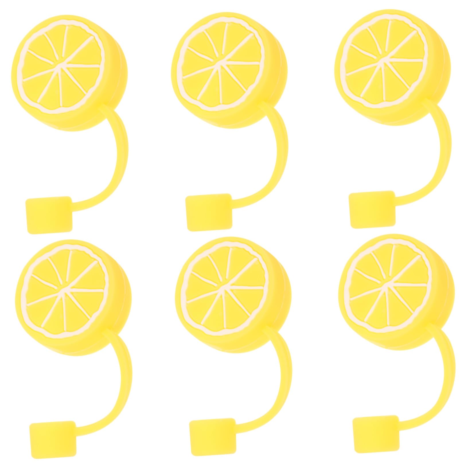 5 Sätze Zitronenstrohstecker Verrückt Stroh Bedeckt Die Kappe Schüttgut Spitze Topper Zubehör Für Strohdeckel Wiederverwendbare Strohdeckel Tipp Party Kieselgel 6 Stücke * 5