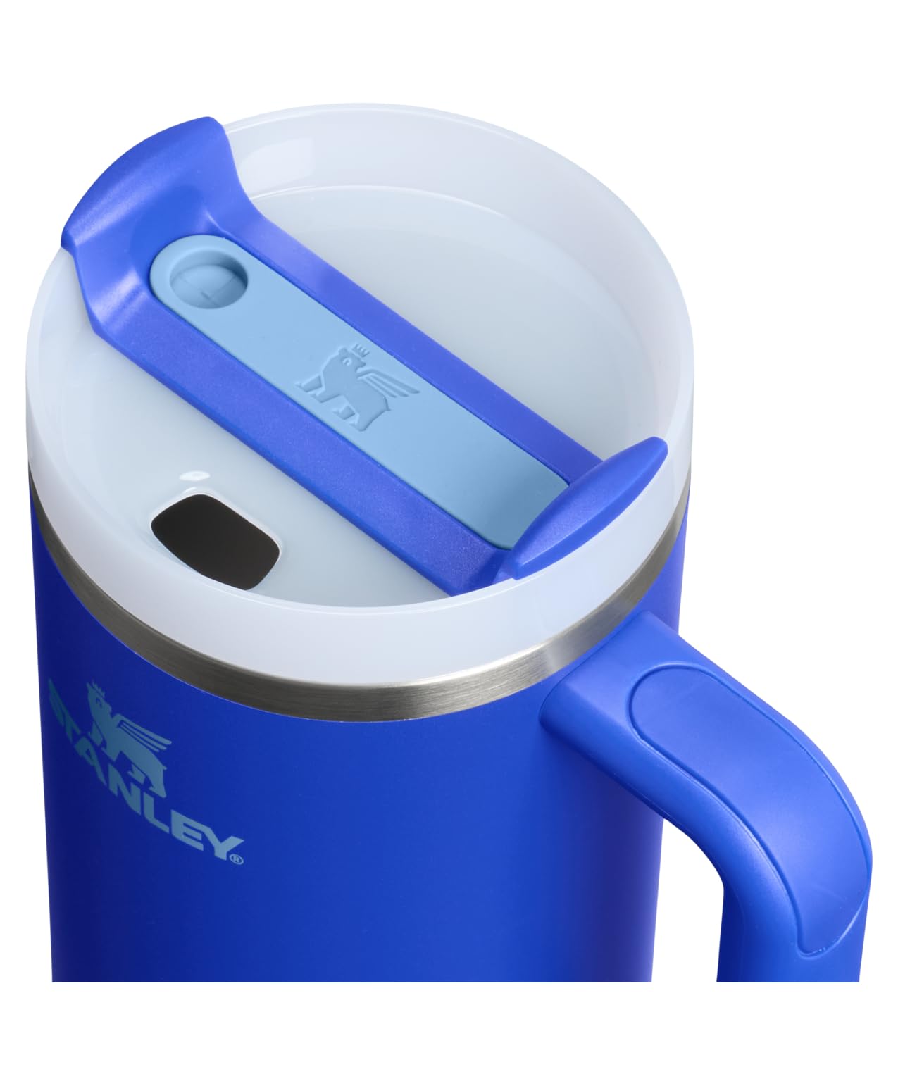 STANLEY Quencher H2.0 - Bicchiere con manico e cannuccia, coperchio Flowstate a 3 posizioni, compatibile con i viaggi, tazza termica in acciaio inox, senza BPA, colore: cobalto