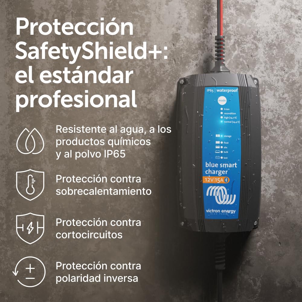 Victron Energy Blue Smart IP65 12-Voltios 15 amperios 230V, Cargador de Batería, Bluetooth (CEE 7/17)