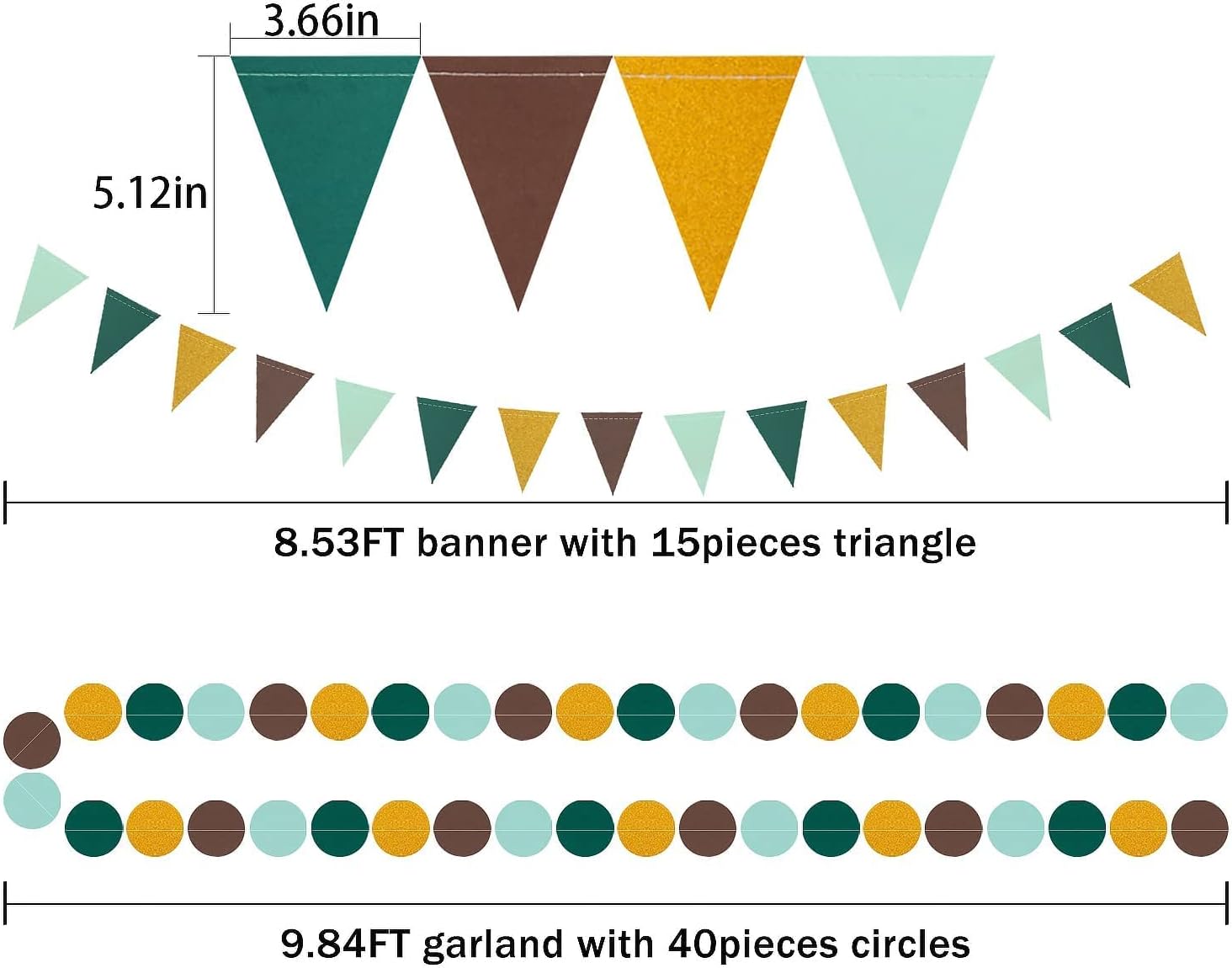 Sage-Green Gold Party Decorations - Bridal Shower Decor Neutral Baby Shower Circle Dots Garland Wedding Pennant Banner Engagement Tassel Birthday Party Tissue Paper Flower Hanging Decoration