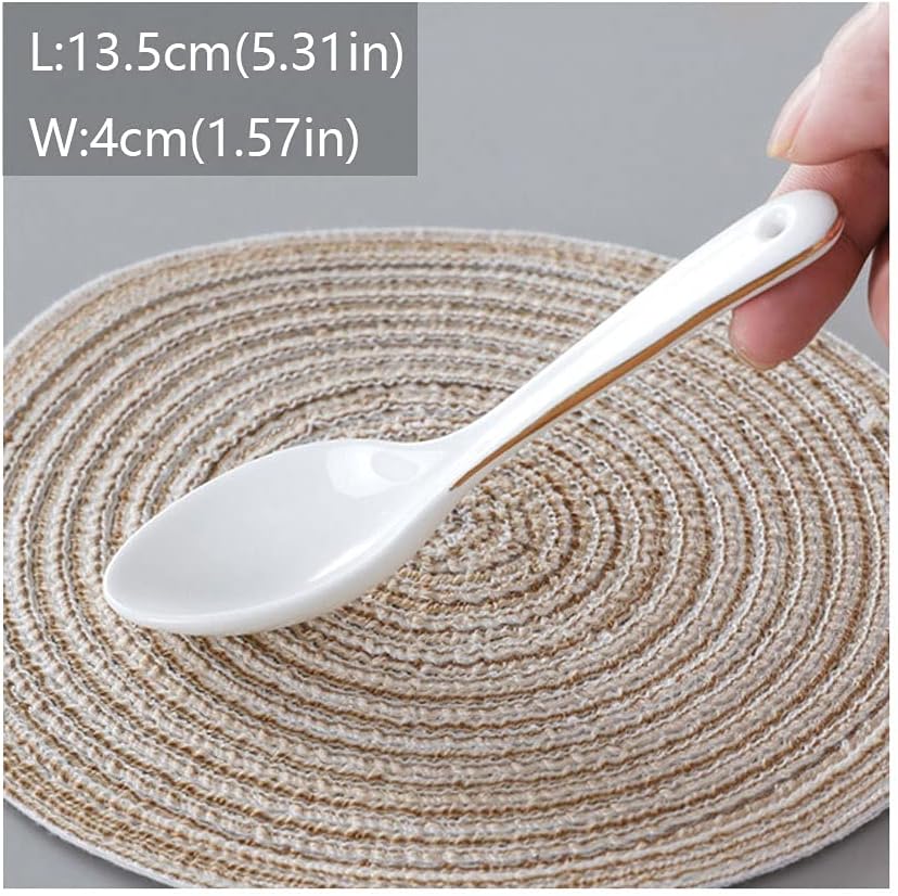 Tea spoons Bone China Spoon Soup Spoon Ceramic Spoon Deepening Spoon Snow Coffee Stirring Spoon Cake Dessert Spoon 6 Pieces Ice tea spoons (Color : F)