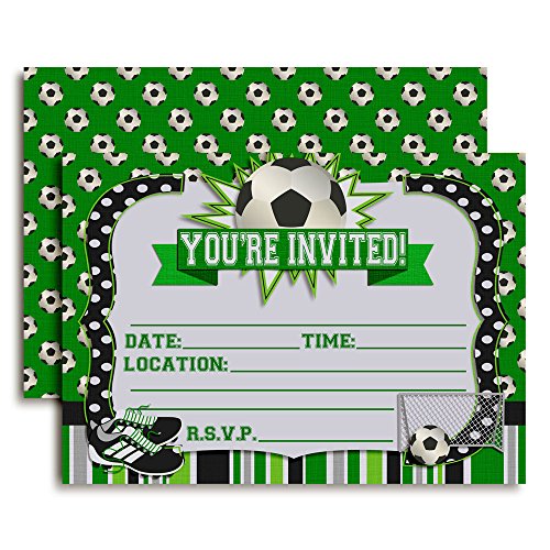 Invitaciones de fútbol para fiestas de cumpleaños en el parque con 20 sobres incluidos