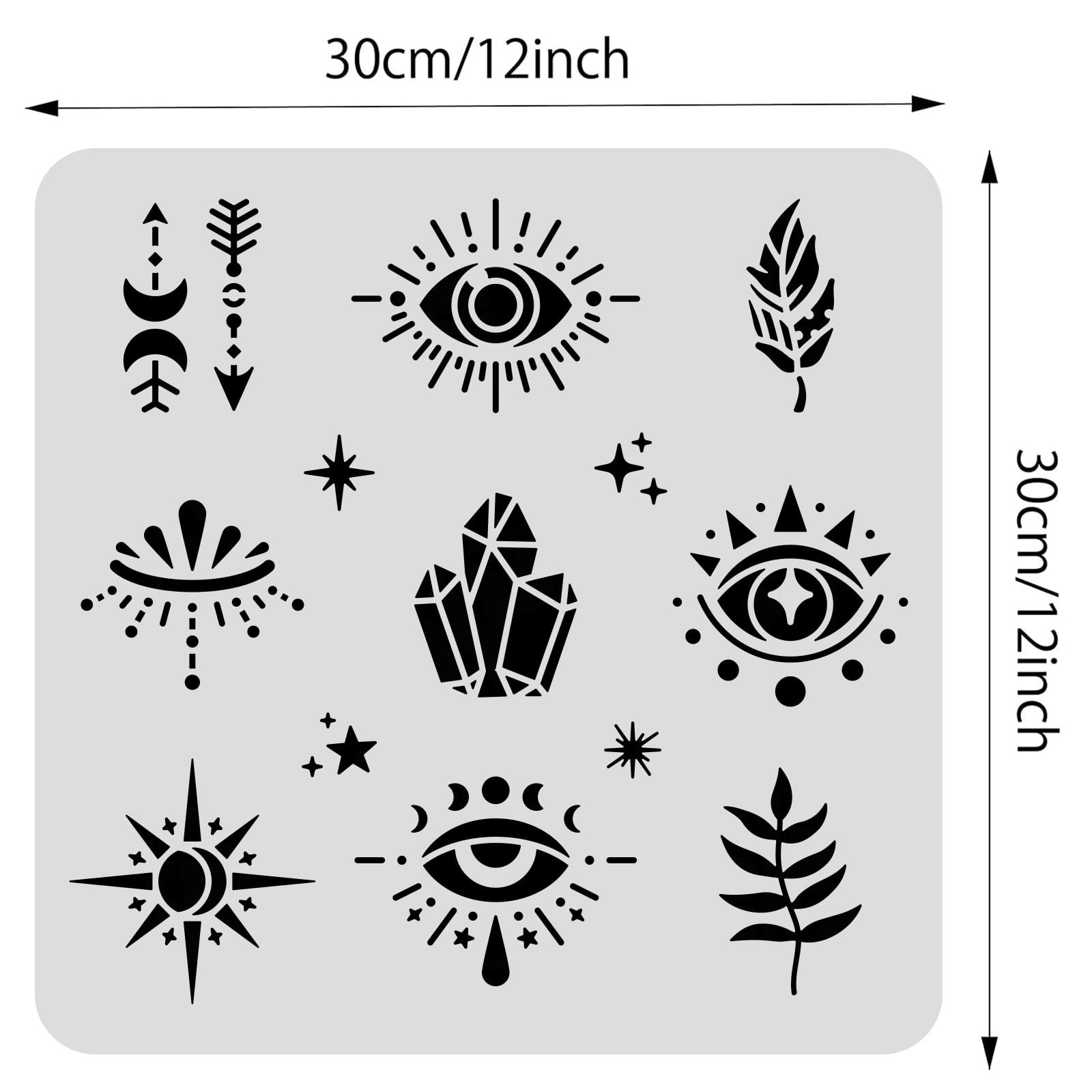 12x12\" Moth Plastic Stencils Moon Star Grass Drawing Templates For Wood Wall Painting And Scrapbooking