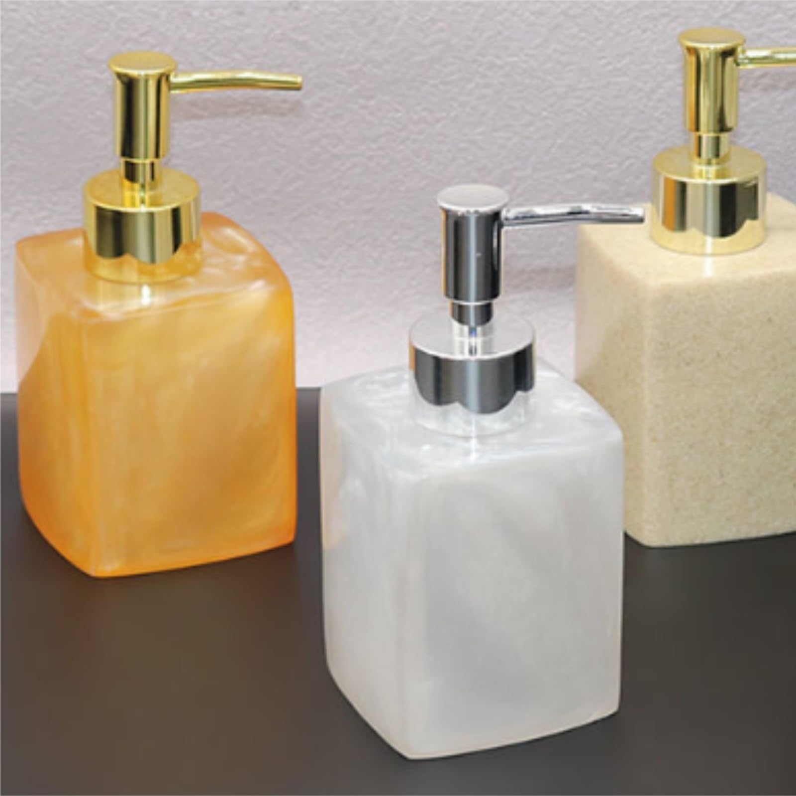 Dispensador de Jabón Líquido Dispensador De Jabón Manos con Bomba Estilo Mármol Líquido Decorativo Botellas de Aseo(Black,400 ml)