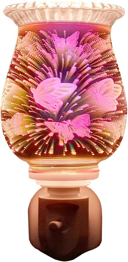 Cello 3D Holographic Plug In Wax Melt Burner & Oil Burner. The Butterfly electric oil burner and wax burner creates a stunning design when lit and releases fragrance around your home