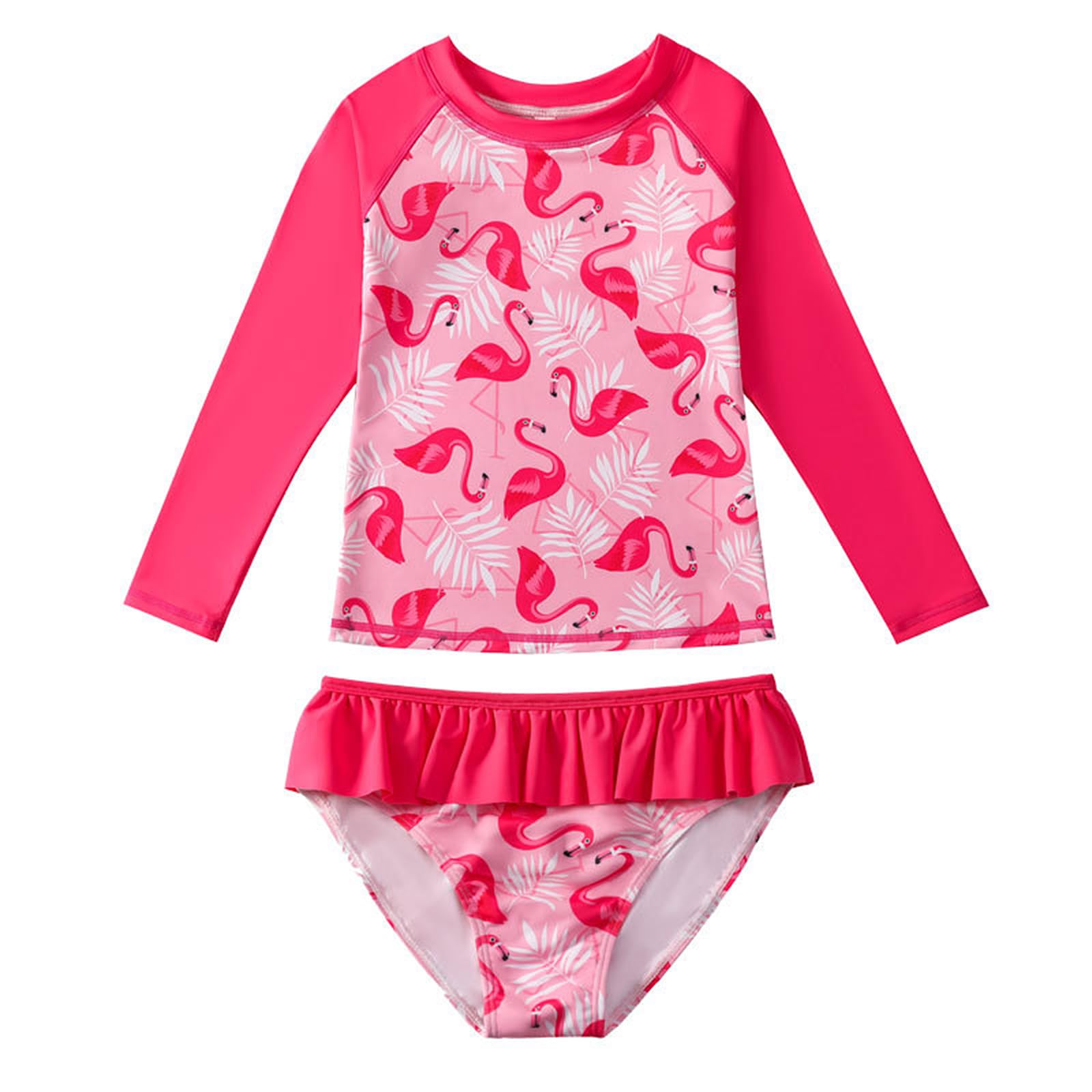 WYTbabyBañador Niña Dos Pieza Manga Larga Traje De Baño Niñas UPF 50+ Proteccion Solar Natacion Playa Transpirable Secado Rápido Bañador para Niña 3-9 Años