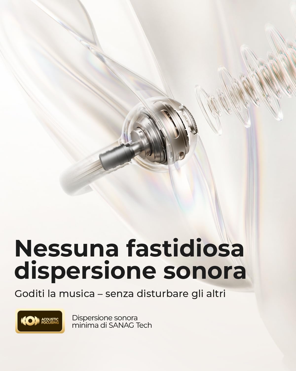 SANAG S6SUltra Auricolari Open Ear, Cuffie Clip on, Comfort e Vestibilità Stabile, Bluetooth 6.0, Bassi Profondi, IP67, 42H di Autonomia, Chiamate AI, App Personalizzata, Ideali per Sport e Lavoro
